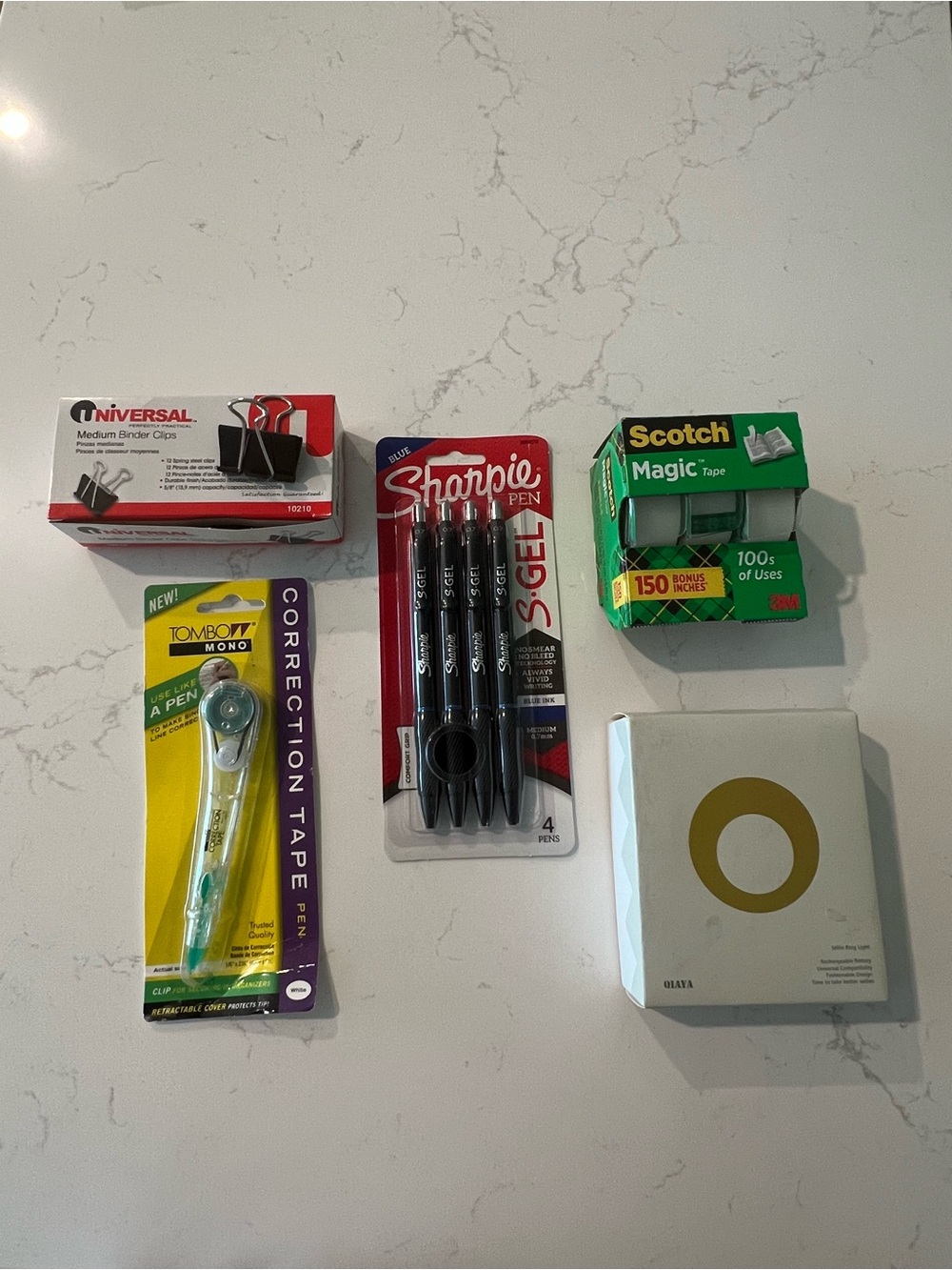 Office Supplies - Clips, Pens, Tape, Correction Tape, Dispensers, Selfie Light
